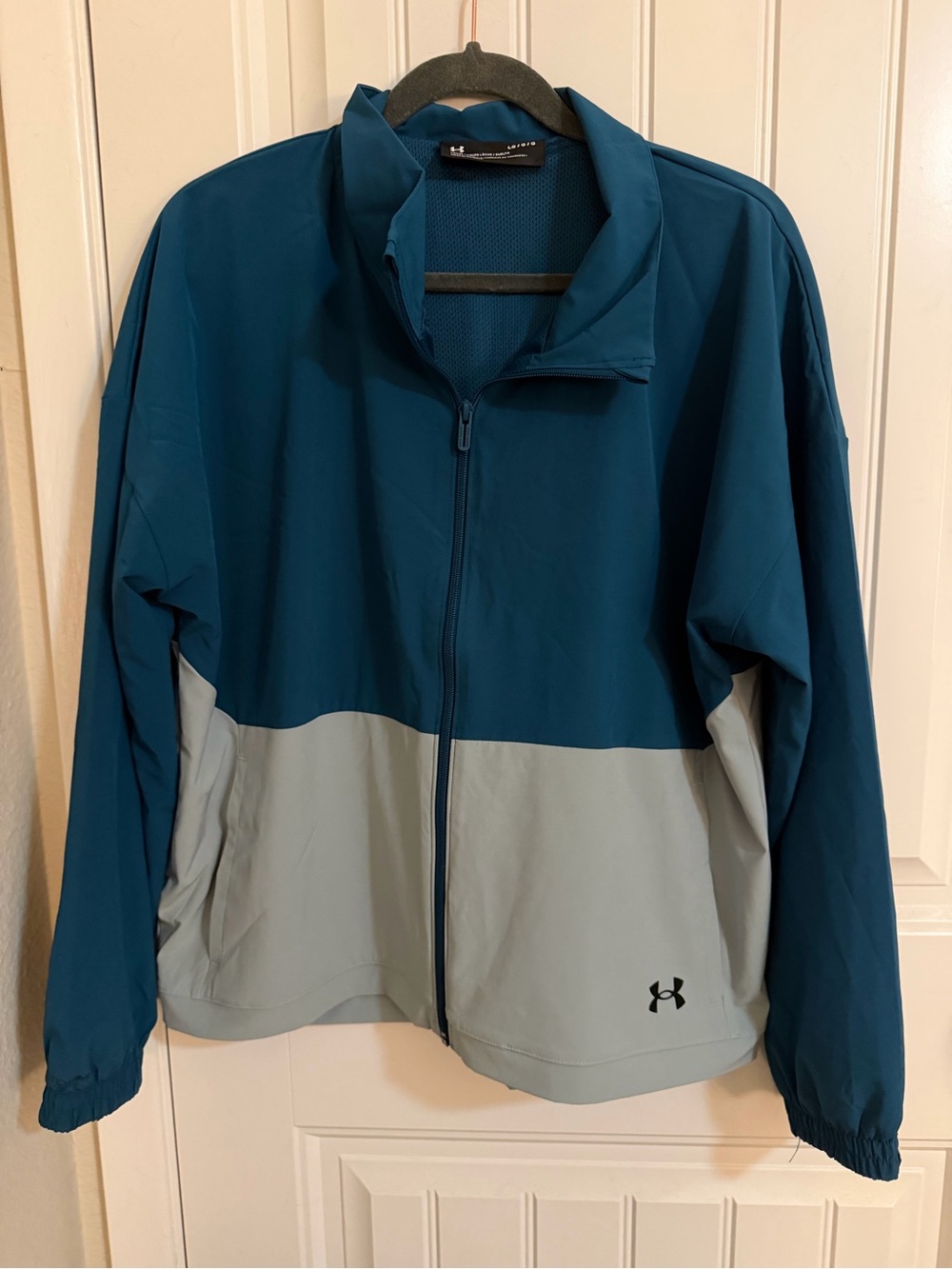 Under Armour Blue Gray Colorblock Full Zip Jacket Large